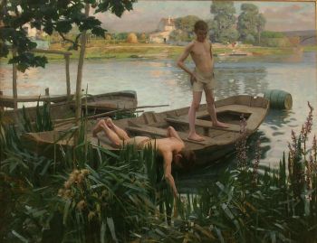 REALIER-DUMAS   Deux gar�ons dans un bateau